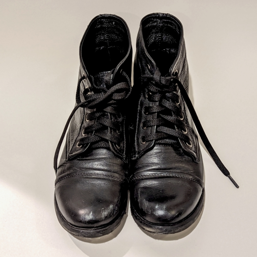 Genuine Leather Black Ankle Boots